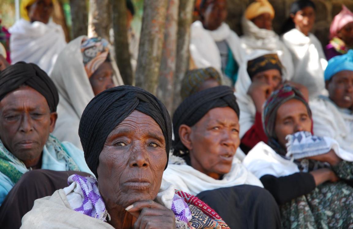 Yeshumnesh, Facilitator for Integrated Family Service Organization (IFSO), a local partner of ActionAid Ethiopia, leads a women’s group meeting in Harbu woreda, South Wollo zone, Amhara region, Ethiopia. PHOTO: GENAYE ESHETU, ACTIONAID PEOPLE BEFORE PROFIT: :Why urgent action is needed to hold businesses accountable for respecting human rights. 