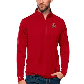 Men's Arizona Diamondbacks Antigua Red Tribute Quarter-Zip Pullover Top