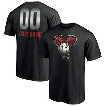 Men's Arizona Diamondbacks Black Personalized Any Name & Number Midnight Mascot T-Shirt