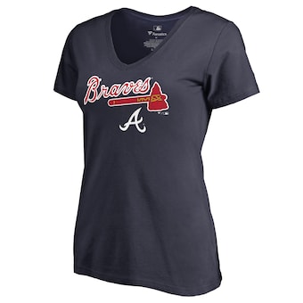 Women's Atlanta Braves Navy Team Lockup T-Shirt