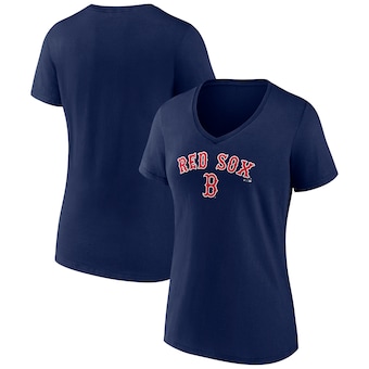 Women's Boston Red Sox Navy Lockup V-Neck T-Shirt