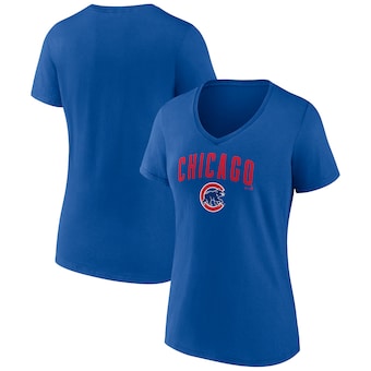 Women's Chicago Cubs Royal Lockup V-Neck T-Shirt