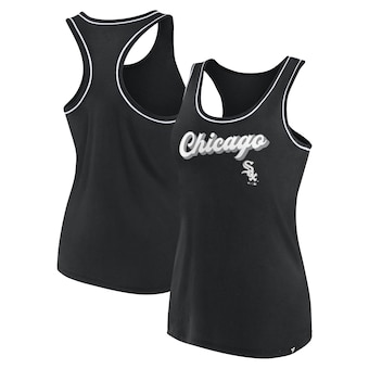 Women's Chicago White Sox Fanatics Black Wordmark Logo Racerback Tank Top