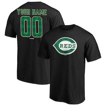 Men's Cincinnati Reds Black Emerald Plaid Personalized Name & Number T-Shirt