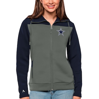 Women's Antigua Navy/Steel Dallas Cowboys Protect Full-Zip Jacket