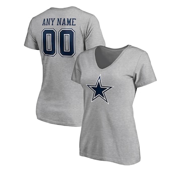 Women's Gray Dallas Cowboys Team Authentic Custom V-Neck T-Shirt