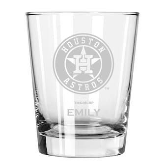 Houston Astros 15oz. Personalized Double Old Fashion Etched Glass