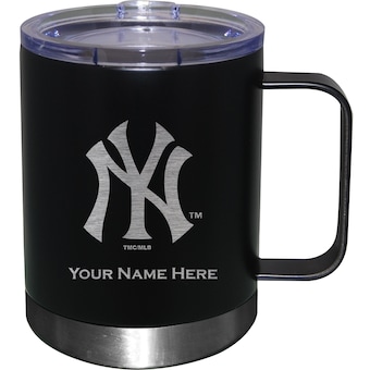 New York Yankees Black 12oz. Personalized Stainless Steel Lowball with Handle