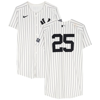 Gleyber Torres New York Yankees Fanatics Authentic Game-Used #25 White Pinstripe Jersey vs. Los Angeles Dodgers on June 9, 2024 