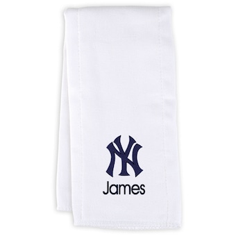 Infant New York Yankees White Personalized Burp Cloth