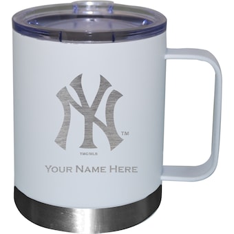 New York Yankees White 12oz. Personalized Stainless Steel Lowball with Handle