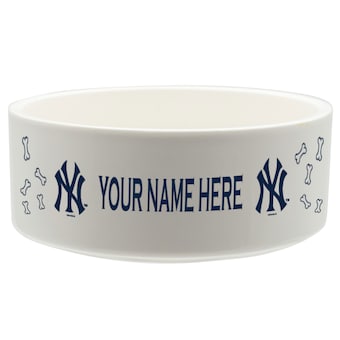 New York Yankees White 20oz. Personalized Pet Bowl