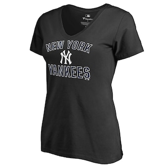 Women's New York Yankees Black Team Victory Arch V-Neck T-Shirt