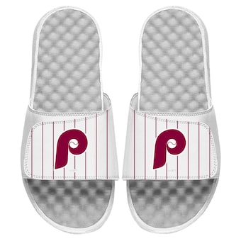 Men's Philadelphia Phillies ISlide White Cooperstown Pinstripe Logo Slide Sandals