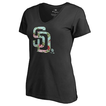 Women's San Diego Padres Black Lovely V-Neck T-Shirt