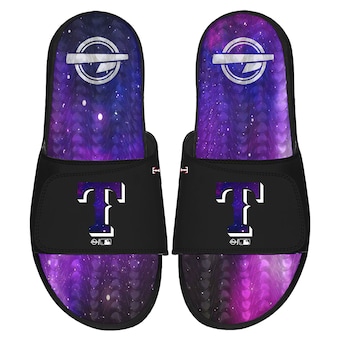 Men's Texas Rangers  ISlide Black Galaxy Gel Slide Sandals