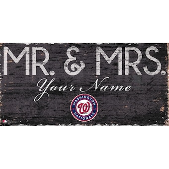 Washington Nationals 12" x 6" Personalized Mr. & Mrs. Sign