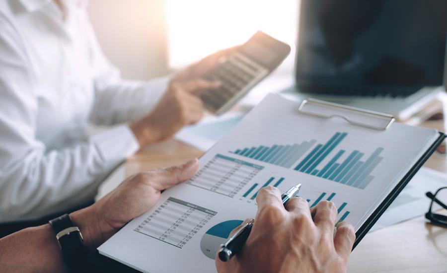 Image of data and charts on a desk