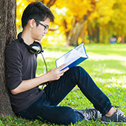 Boy reading book