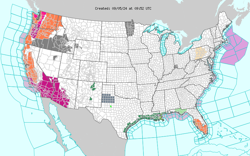 Current National Weather Hazards Map