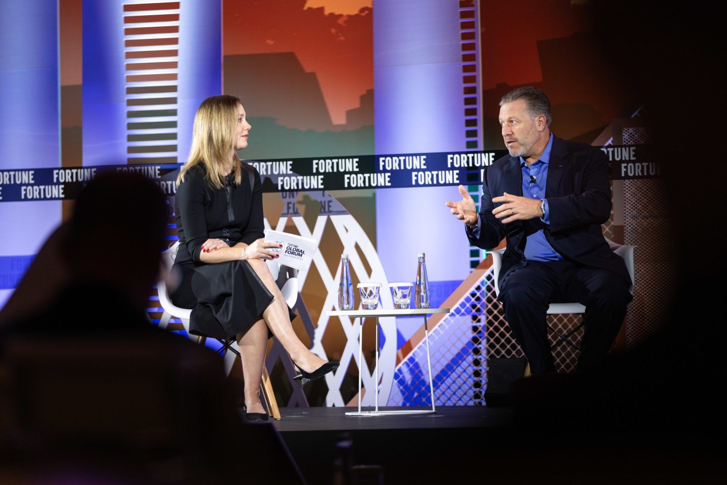 McLaren Racing CEO Zak Brown speaks to Fortune editor in chief Alyson Shontell at the Fortune Global Forum in Abu Dhabi on Nov. 27, 2023.