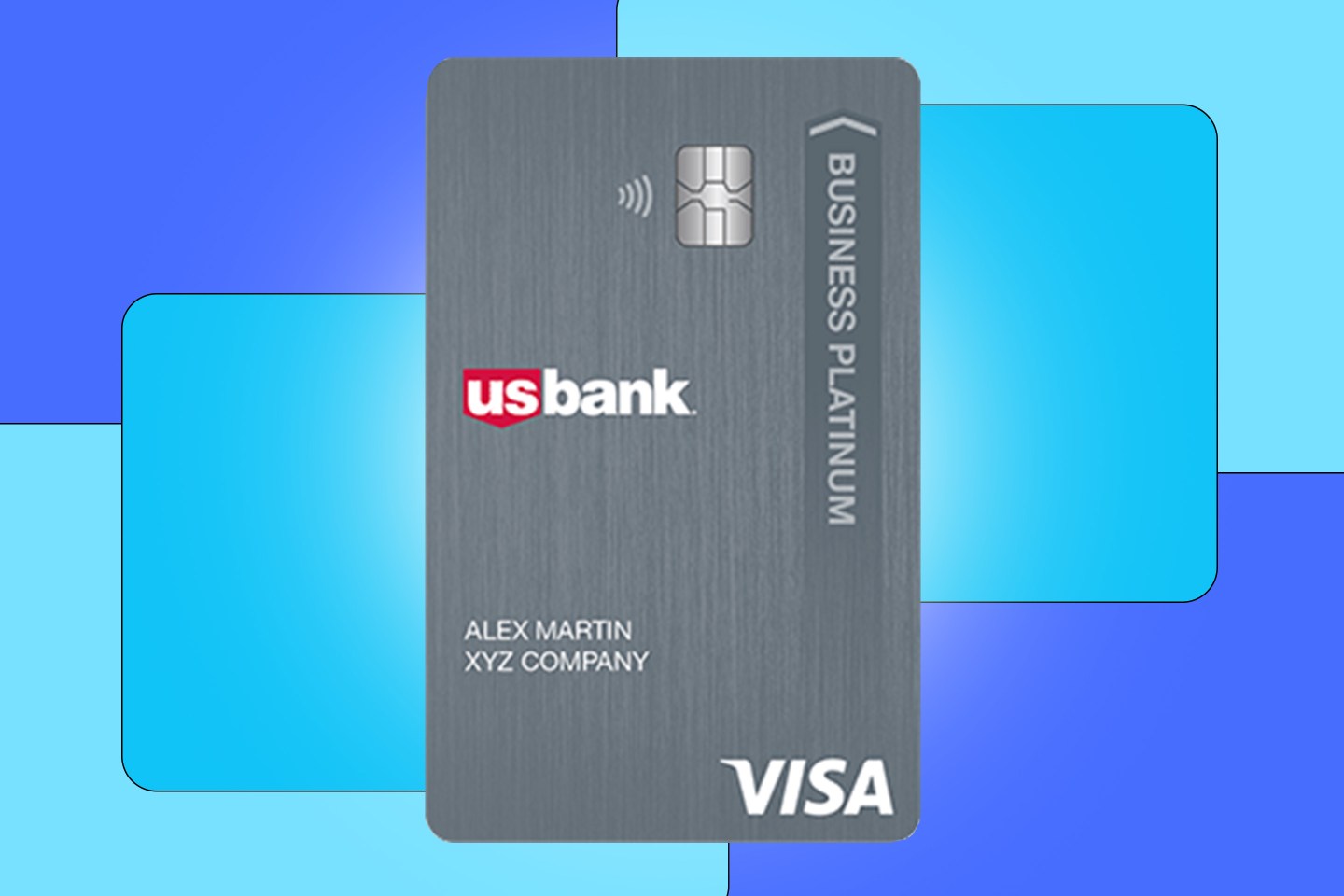 Photo of US Bank Business Platinum Card on a blue abstract background