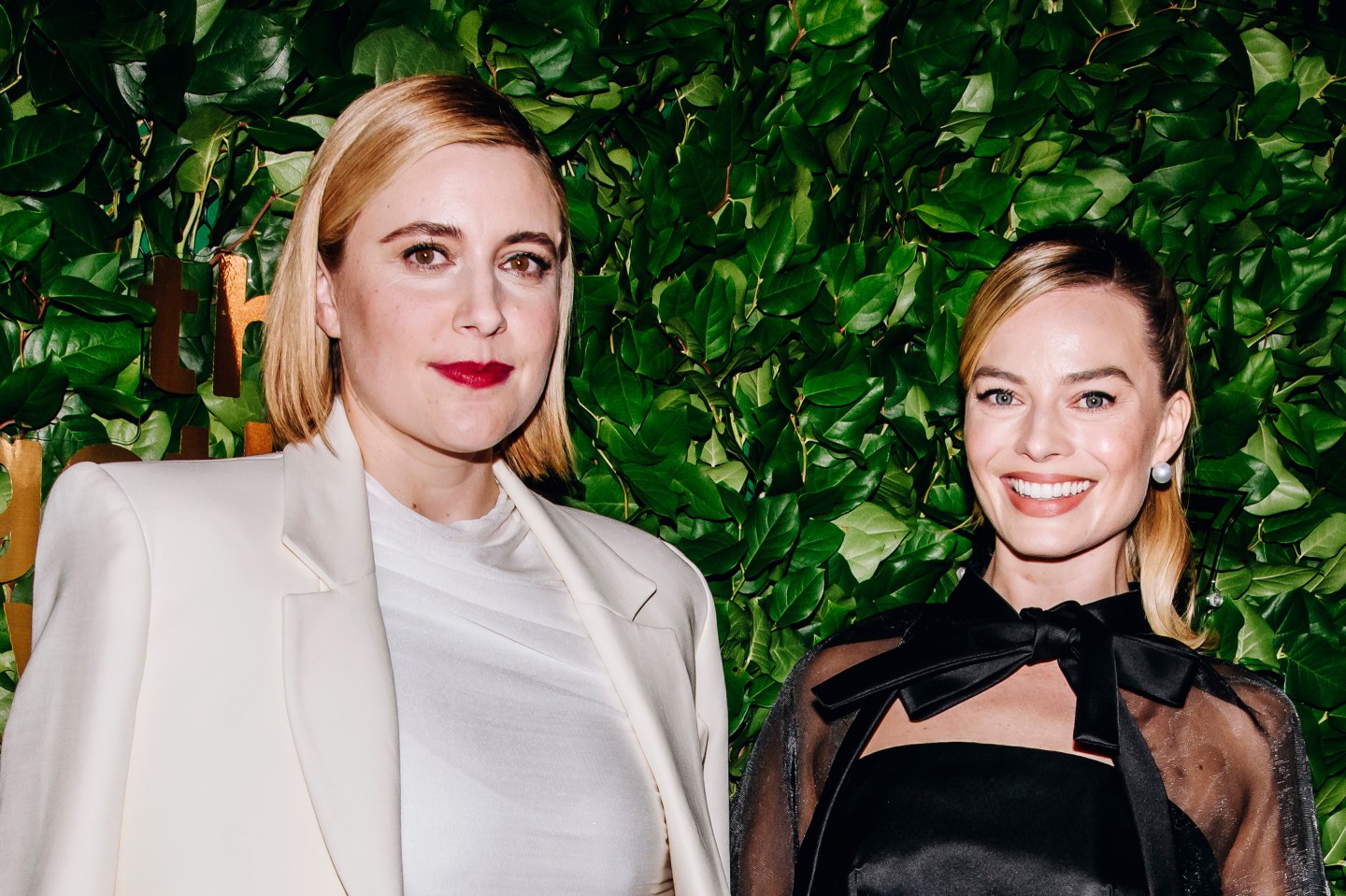 Greta Gerwig and Margot Robbie at the 33rd Annual Gotham Awards held at Cipriani Wall Street on November 27, 2023 in New York City. (Photo by Nina Westervelt/WWD via Getty Images)