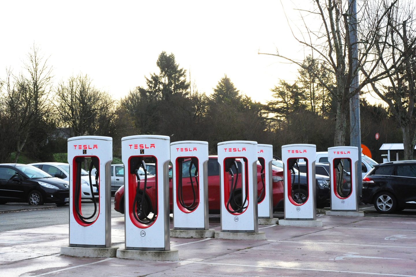 Tesla model Y supercharger charging. (Photo by: Pascal Bachelet/BSIP/Universal Images Group via Getty Images)