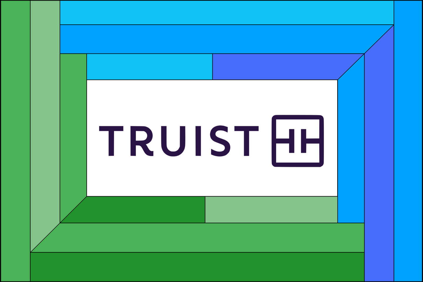 The Truist logo on a blue and green graphic background.