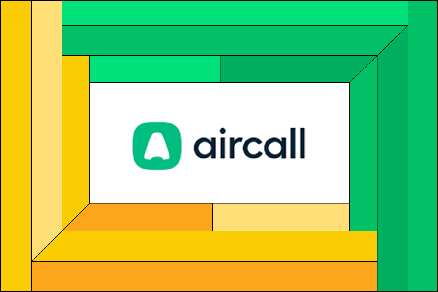 The aircall logo on a green and yellow frame.