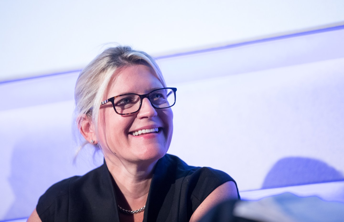 Joanna Geraghty, president and chief operating officer of JetBlue Airways Corp., speaks during a panel session at the World Aviation Festival in London, U.K., on Thursday, Sept. 5, 2019. The festival runs through Friday. Photographer: Chris Ratcliffe/Bloomberg via Getty Images