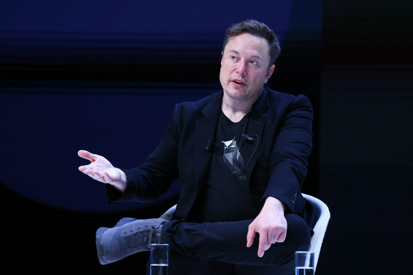 CANNES, FRANCE &#8211; JUNE 19: Elon Musk attends &#8216;Exploring the New Frontiers of Innovation: Mark Read in Conversation with Elon Musk&#8217; session during the Cannes Lions International Festival Of Creativity 2024 &#8211; Day Three on June 19, 2024 in Cannes, France. (Photo by Marc Piasecki/Getty Images)