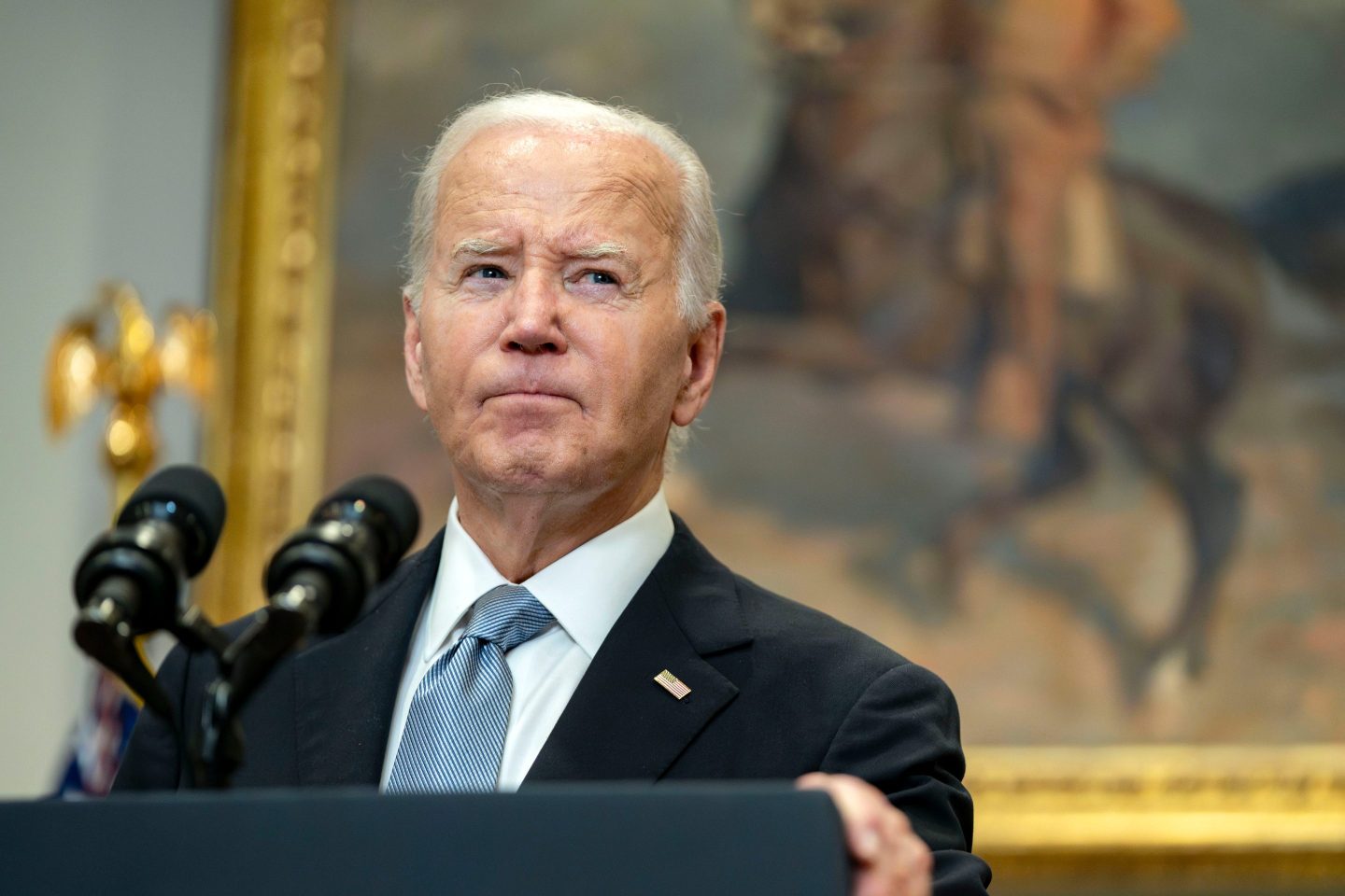 U.S. President Joe Biden, seen here in the Roosevelt Room of the White House in Washington, D.C., on Sunday, July 14, 2024, tested positive for COVID-19 on July 17.