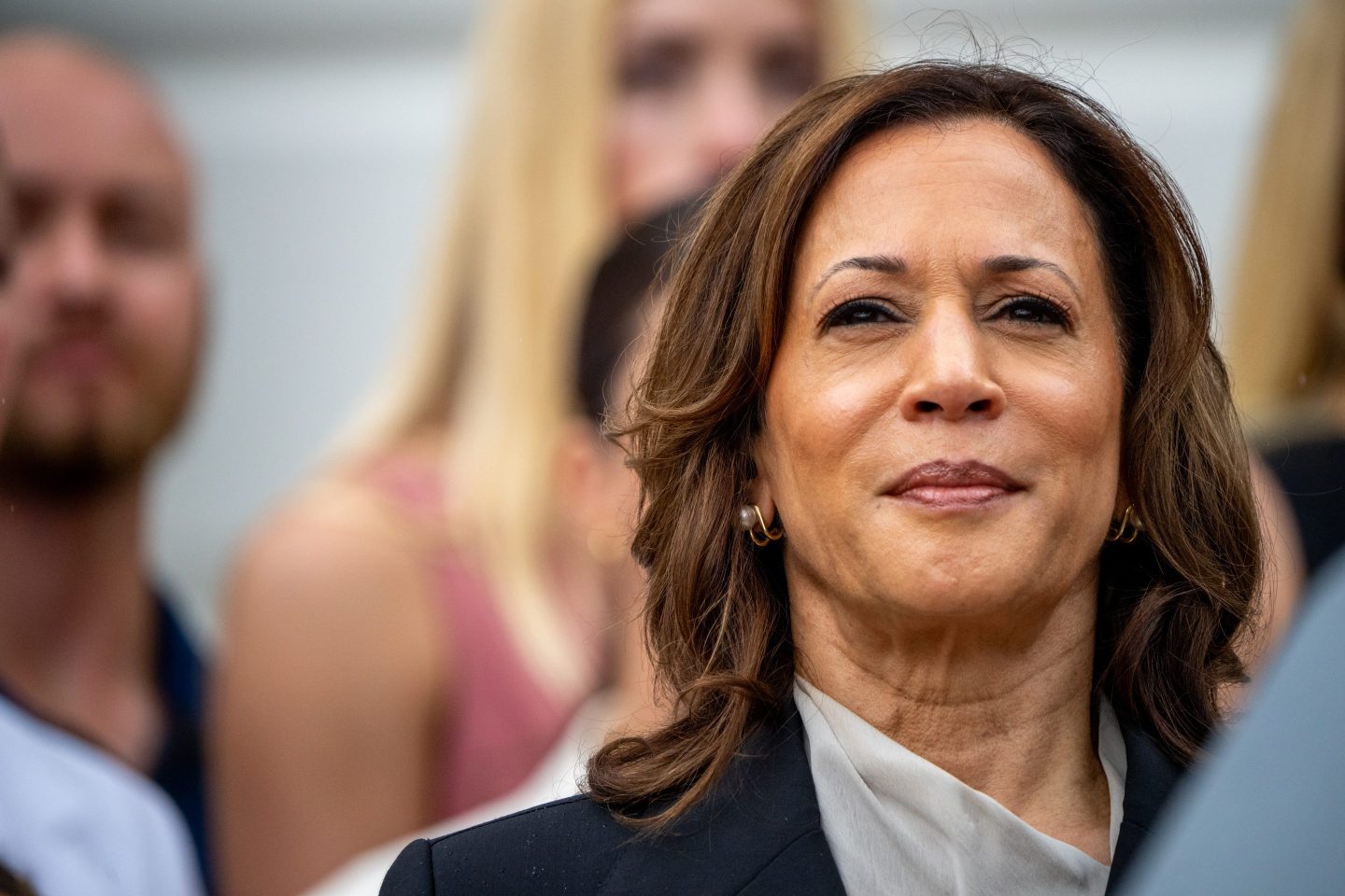 WASHINGTON, DC &#8211; JULY 22: U.S. Vice President Kamala Harris attends an NCAA championship teams celebration on the South Lawn of the White House on July 22, 2024 in Washington, DC. U.S. President Joe Biden abandoned his campaign for a second term after weeks of pressure from fellow Democrats to withdraw and just months ahead of the November election, throwing his support behind Harris. (Photo by Andrew Harnik/Getty Images)