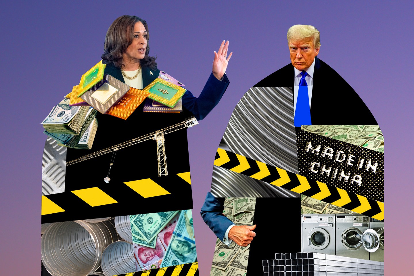 Kamala Harris and Donald Trump Economic Policies — Illustration by Johanna Goodman