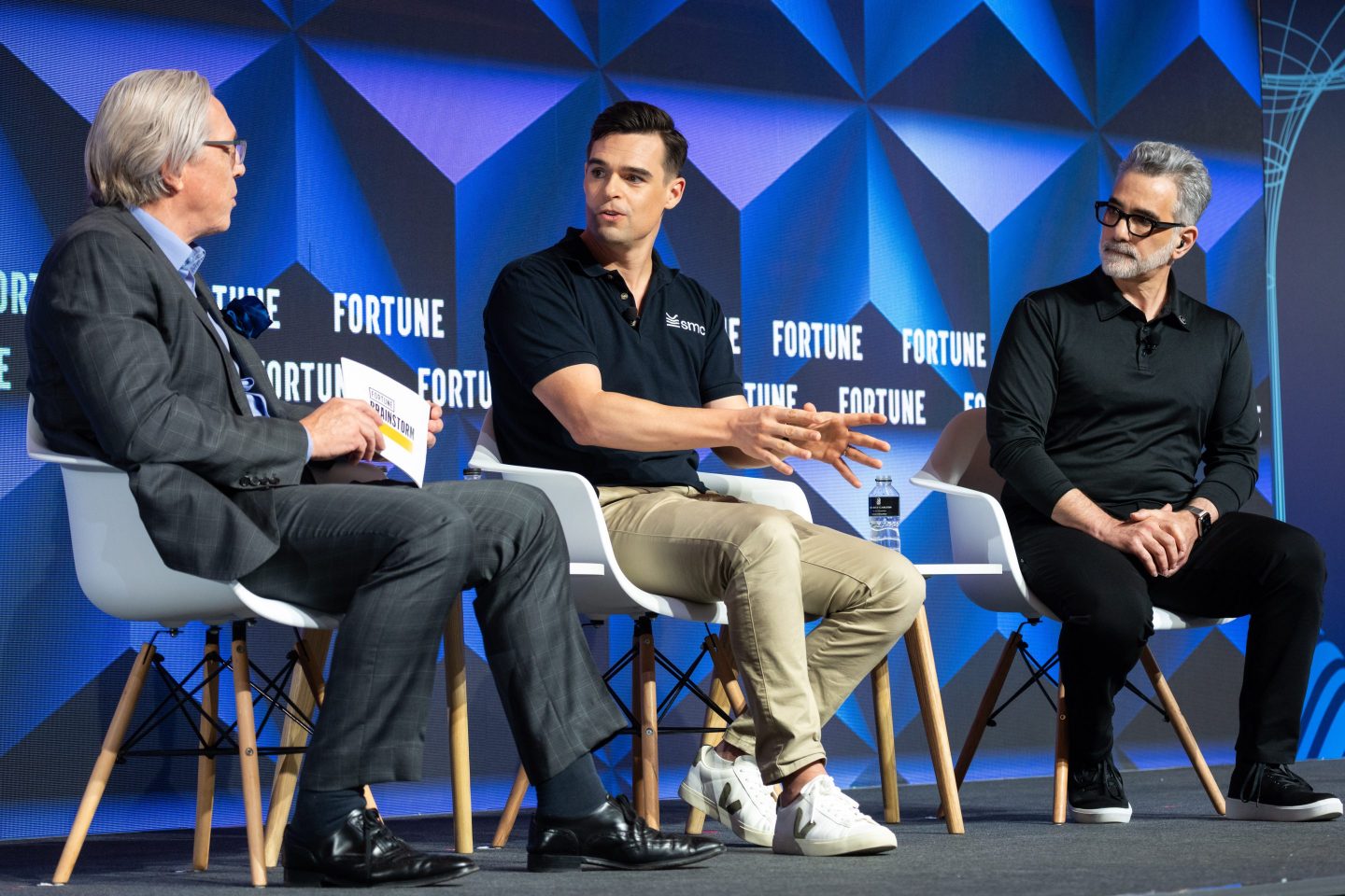 Tim Rosenfield, co-founder and co-CEO of Sustainable Metal Cloud Moderator (center) and Seth Dobrin, a venture capitalist and former global head of AI at IBM (right).