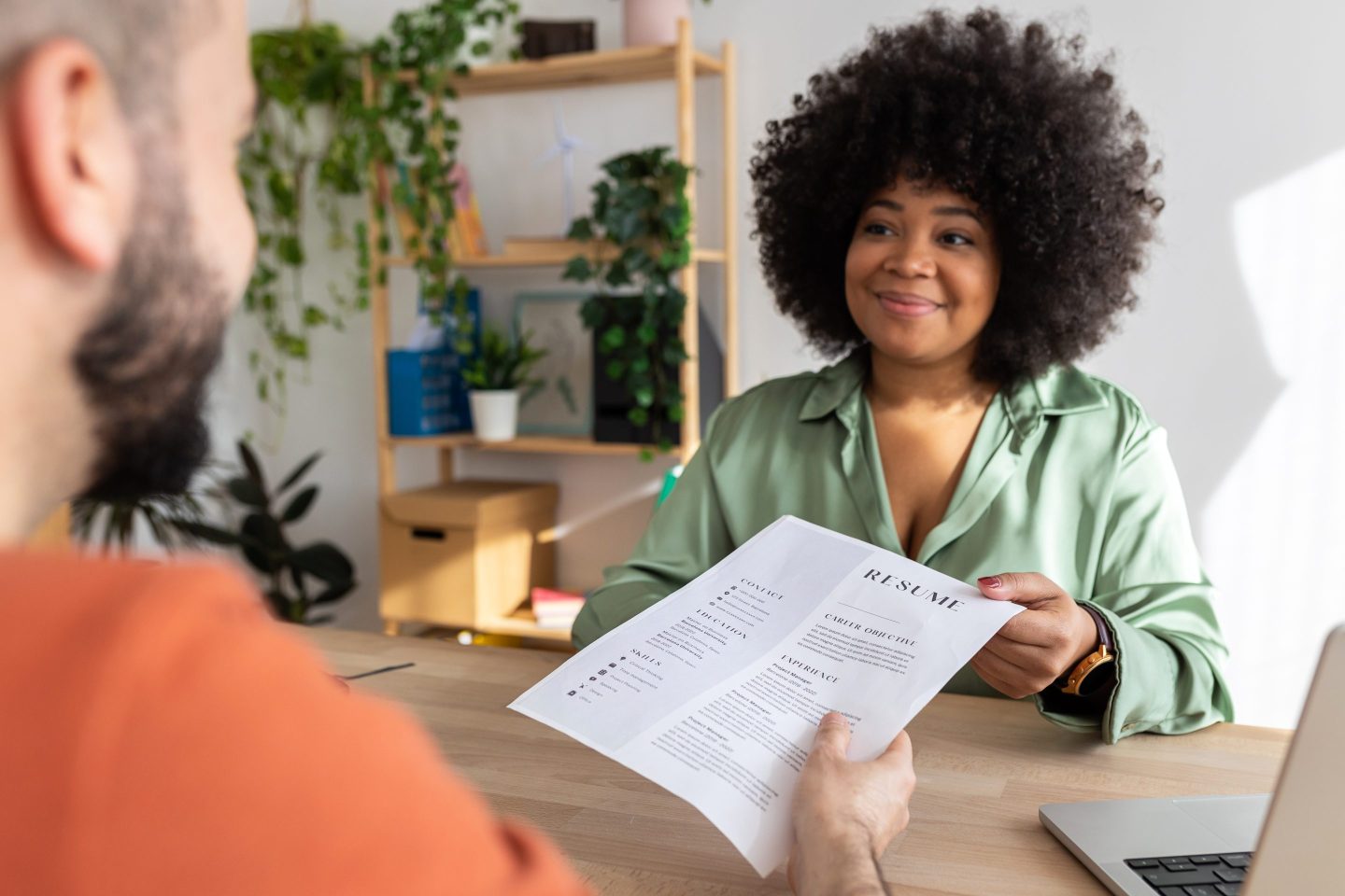 Job seeker and recruiter during interview.