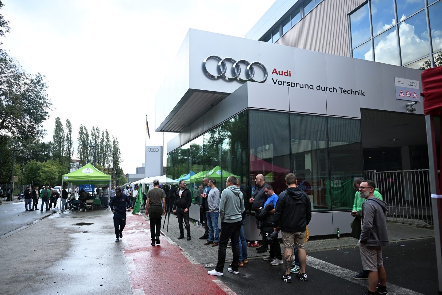 Employers stage a protest at Audi Brussels plant in Brussels, Belgium on September 09, 2024.