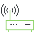 Icon of a router representing networking systems