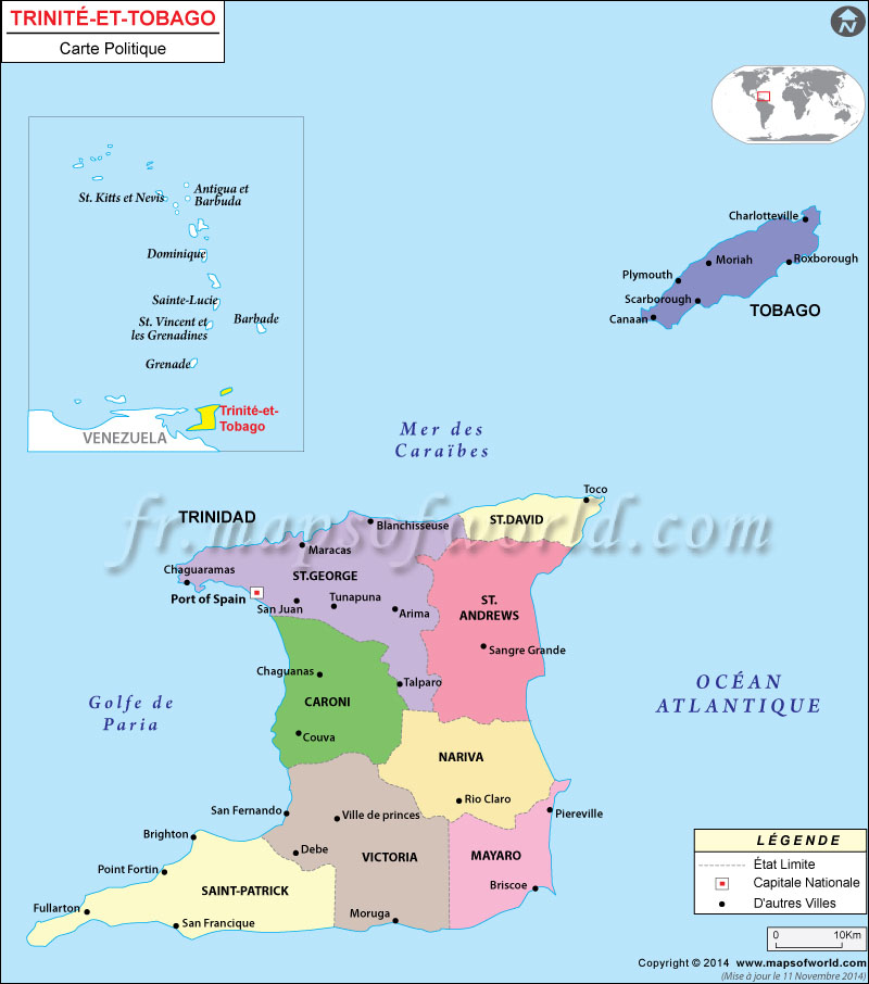 Trinidad et Tobago Carte