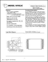 V62C1801024L-70B Datasheet