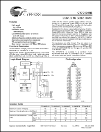 CY7C1041B-20VI Datasheet