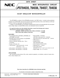 UPD784037GK-XXX-BE9 Datasheet