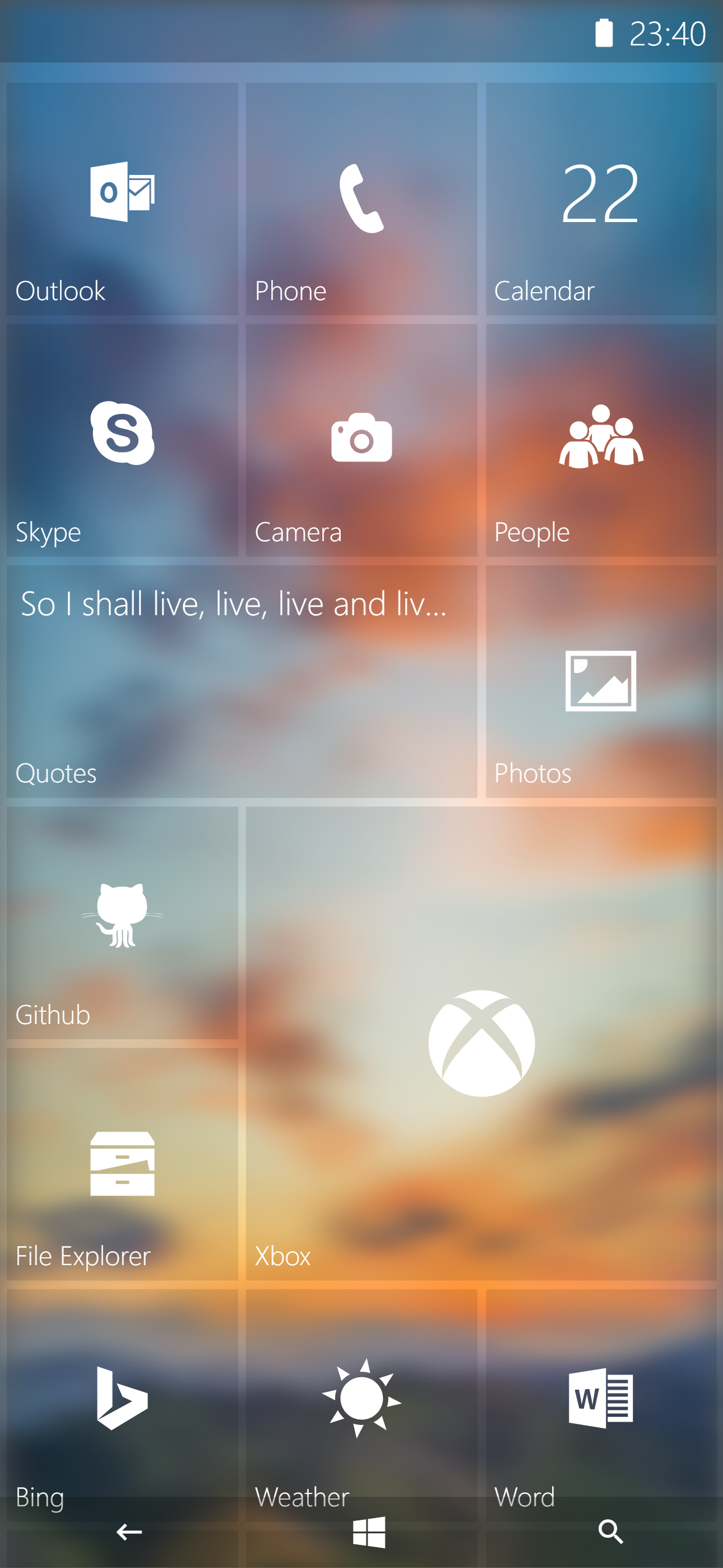 Start screen with image background