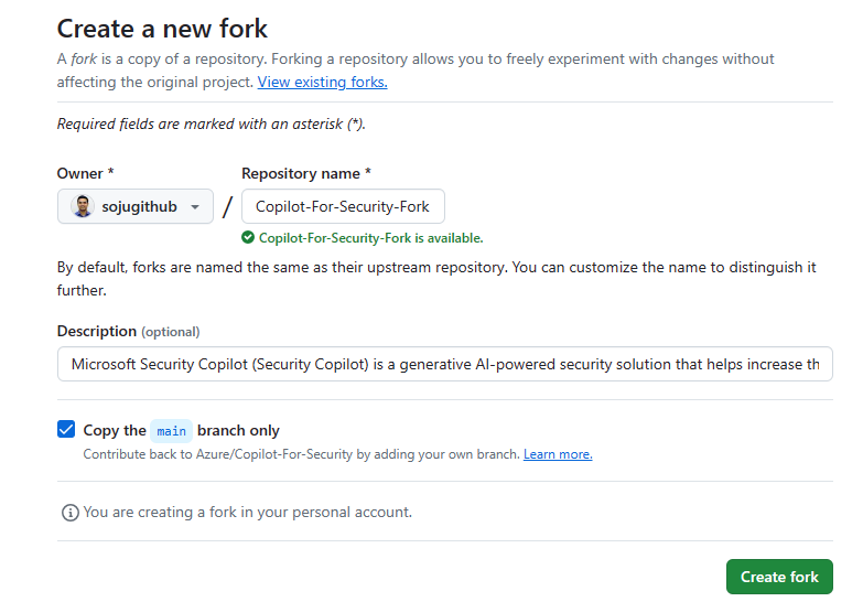 Create New Fork