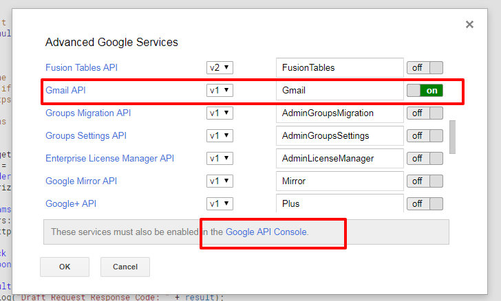 Gmail API to On