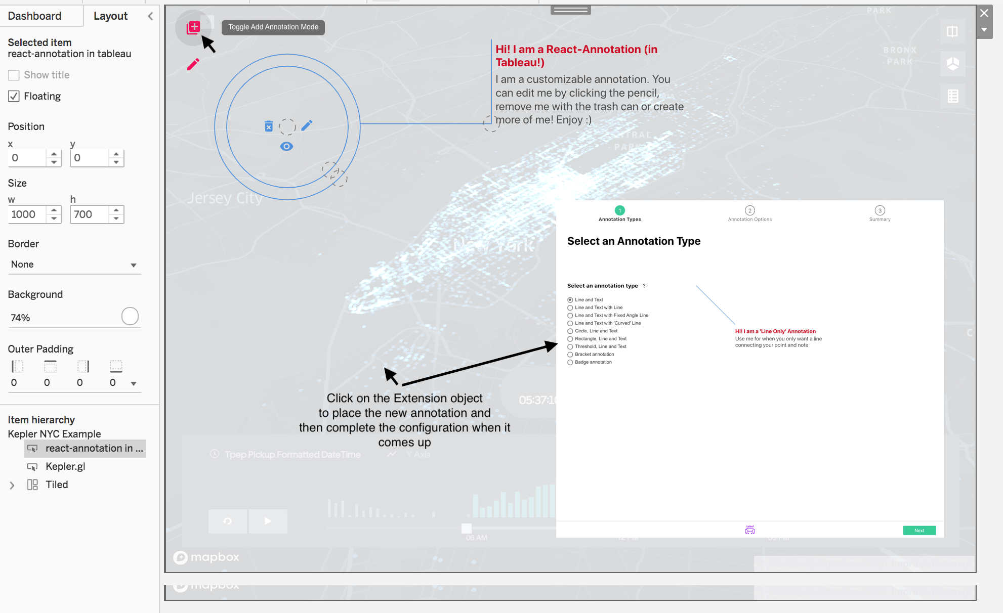 Tableau React Annotation Add Annotation Screen