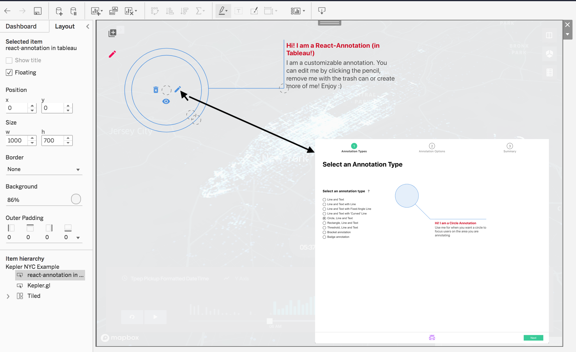 Tableau React Annotation Edit Annotation Screen