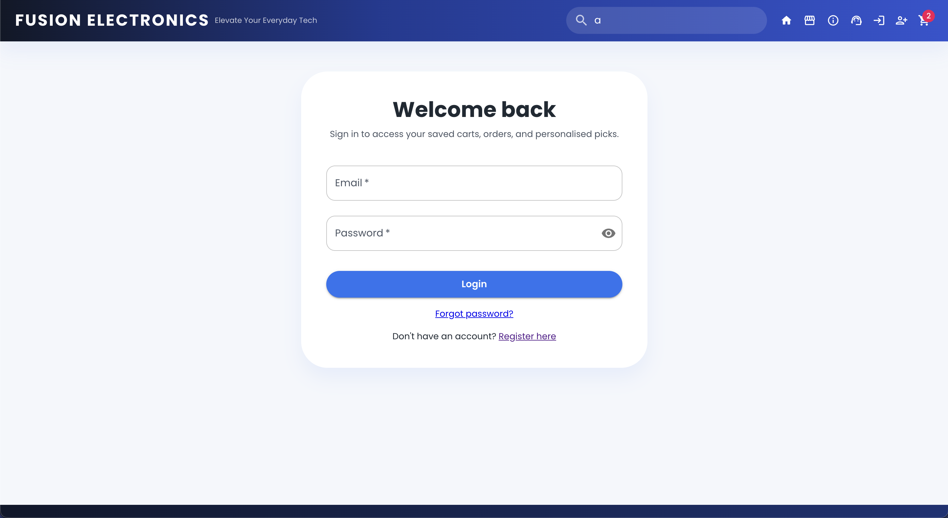 Fusion Electronics Login Page