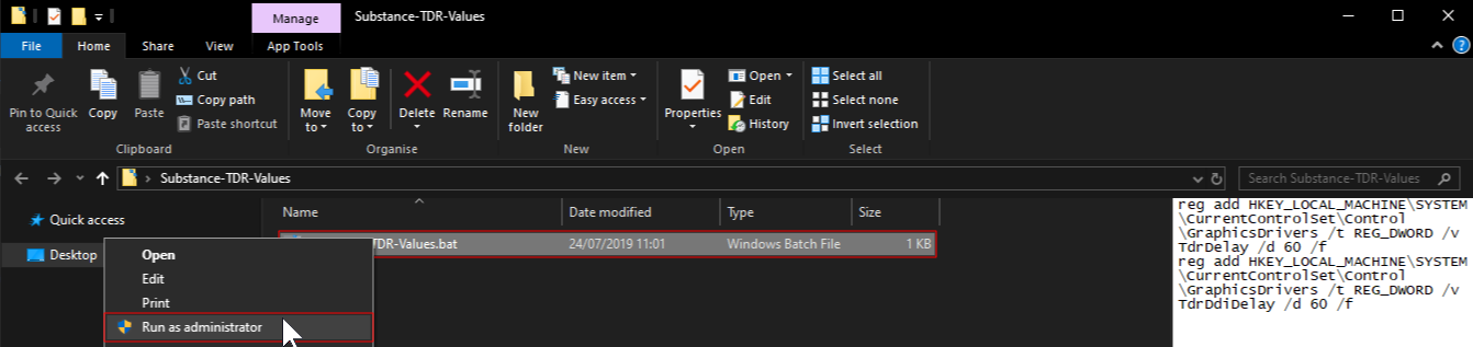 Run as administrator from context menu